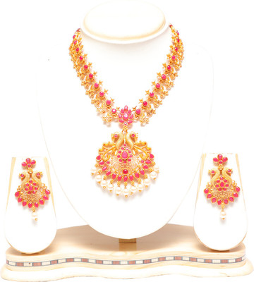 Ethnicking Alloy Gold-plated Gold, Pink Jewellery Set(Pack of 1)