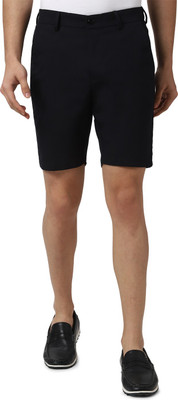 PETER ENGLAND Solid Men Black Regular Shorts