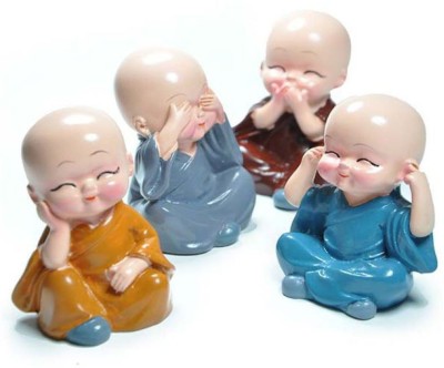 Daily Fest Multicolour Polyresin Monk Buddha Smoke Backflow - Pack of 4 Decorative Showpiece  -  6 cm(Polyresin, Multicolor)