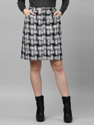 ATHENA Checkered Women Straight Black Skirt