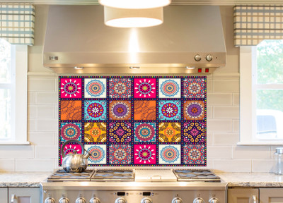 DivineDesigns 61 cm Colorful Squares Block Kitchen Sticker Self Adhesive Sticker(Pack of 1)