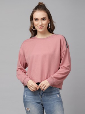 KASSUALLY Full Sleeve Solid Women Sweatshirt