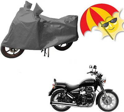 saanvi Waterproof Two Wheeler Cover for Royal Enfield(Bullet 500, Grey)