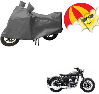 RPSENTTERPR Waterproof Two Wheeler Cover for Royal Enfield(Battle Green, Grey)