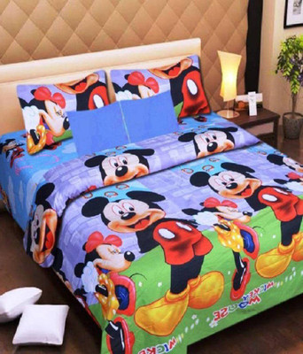 PREMIUM GALLERY 160 TC Polycotton Double 3D Printed Flat Bedsheet(Pack of 1, Multicolor)