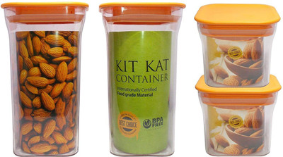 Kotak Sales Plastic Grocery Container  - 1100 ml, 600 ml(Pack of 4, Orange)
