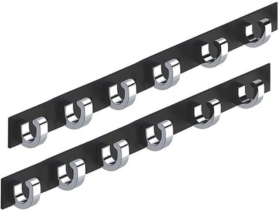 Flaner 6 Pin Stainless Steel Cloth Hanger Door Wall Hooks Rail for Hanging Clothes, Bathroom Towel Hook Hook Rail 6(Pack of 2)