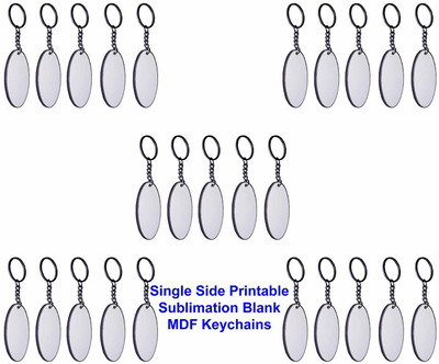 Yorkker Sublimation Blank Keychain Pack of 25 pcs Oval|Single Side MDF Printable with Sublimation Ink Only Key Chain
