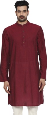 Indus Route by Pantaloons Men Solid Straight Kurta(Maroon)