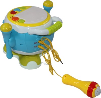 Tector Party 360 Rotating Jazz Drum With Mic - Flashing Lights & Music(Blue)