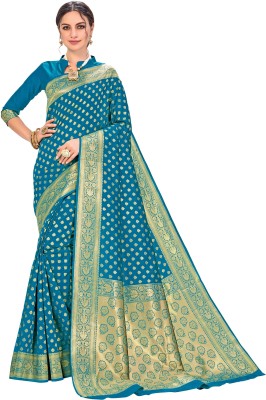 Sariya Woven Kanjivaram Silk Blend, Jacquard Saree(Light Blue)