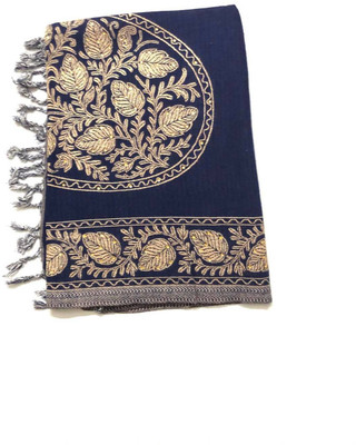 Kyras creations Polyester Wool Blend Self Design Women Shawl(Black)