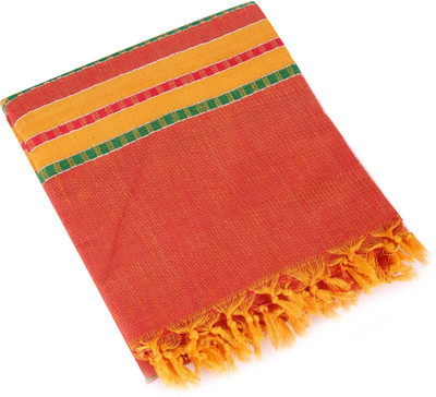 BOVZEN Cotton Striped Women Shawl(Orange)