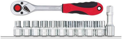 Gedore RED Sockets +Ratchet 1/2 hex. +rail 12pcs Socket Set(Pack of 12)
