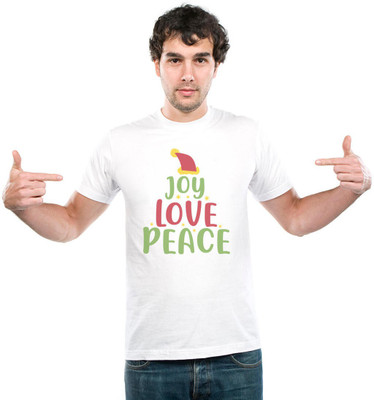 UDNAG Printed Couple Round Neck White T-Shirt