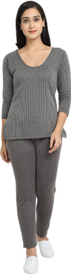 Light Pure Light Pure Women Soft Cotton Fleece 3/4 Sleeve Thermal Suit… Women Top - Pyjama Set Thermal