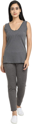 Light Pure Light Pure Women Soft Cotton Fleece Thermal Grey Sleeveless Suit for winter Women Top - Pyjama Set Thermal