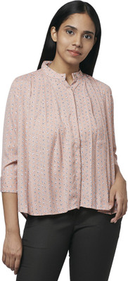 PARK AVENUE Casual 3/4 Sleeve Printed Women Pink Top