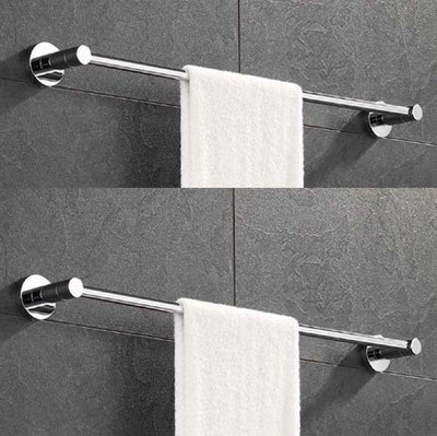 iSTAR Heavy Round Towel Bar/Towel Holder/Towel Stand/Towel Hanger 24 inch Longer Silver Towel Holder (Stainless Steel) SILVER Towel Holder(Steel)