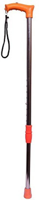 KENKO mobility i-32 ORANGE AND CHROME HEIGHT ADJUSTABLE WITH GRIP ROPE HANDLE UNISEX, UNIQUE AND BEST QUALITY Walking Stick