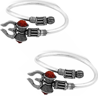 ruby collection Brass Silver Coated Kada(Pack of 2)