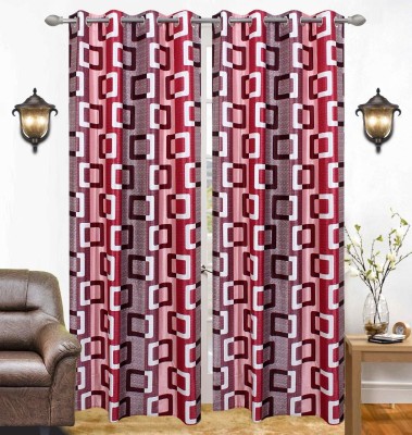 Wacky 214 cm (7 ft) Polyester Semi Transparent Shower Curtain (Pack Of 2)(Printed, Red)