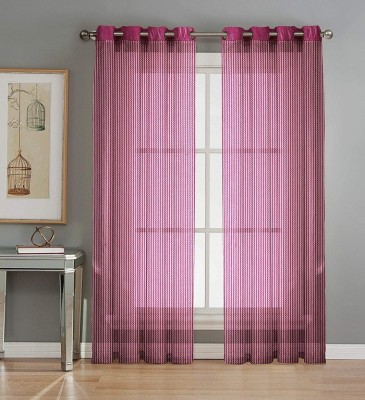 MSD Decor Hub 213 cm (7 ft) Polyester Transparent Door Curtain (Pack Of 2)(Self Design, Pink)