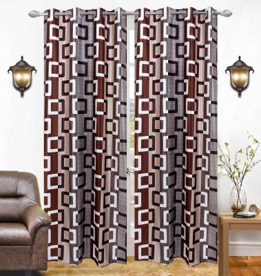 Acoma 182.88 cm (6 ft) Polyester Semi Transparent Shower Curtain (Pack Of 2)(Geometric, Brown)