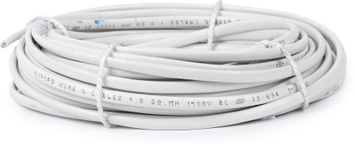 Oxcord Twin Flat 2 core Copper Wires and Cables 1mm for Domestic and Industrial Electric Connections up to 1100v ( 10 yard ) 1 sq/mm White 30 ft. Wire(white)