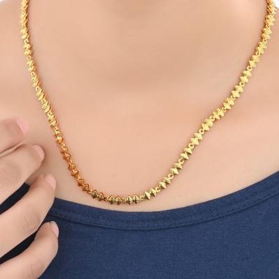 AanyaCentric 22 inches Long Fancy Trendy Metal Chain Gold-plated Plated Brass Necklace