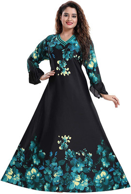 PURSA Women Nighty(Green)