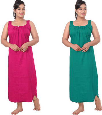 UNIQUE COLLECTONS Women Nighty(Dark Green, Pink)