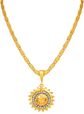 Thrillz Golden Sun Shaped Pendent With 20 inches Golden Neck Chain Gold-plated Brass Pendant