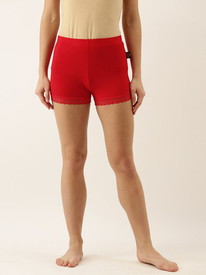 zebu Solid Women Red Night Shorts