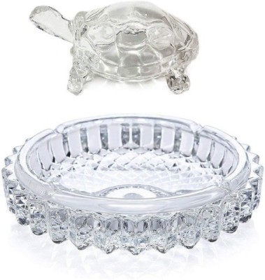 VSVSRORES Crystal Tortoise with Beautiful Plate Decorative Showpiece  -  5 cm(Glass, White)