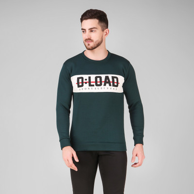 ANIXA Printed Round Neck Casual Men Green Sweater