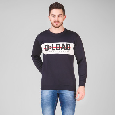 ANIXA Printed Round Neck Casual Men Dark Blue Sweater