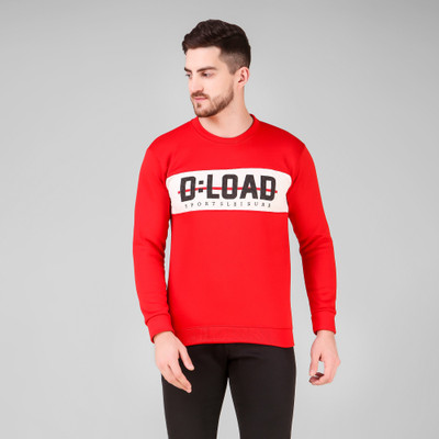Trendy World Printed Round Neck Casual Men Red Sweater
