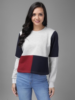 KOTTY Full Sleeve Color Block Women Sweatshirt