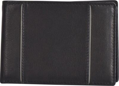 Leatherman Fashion Men Black Genuine Leather Wallet(5 Card Slots)