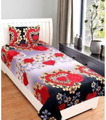 Fashion Paradise 140 TC Polycotton Single 3D Printed Flat Bedsheet(Pack of 1, Multicolor)