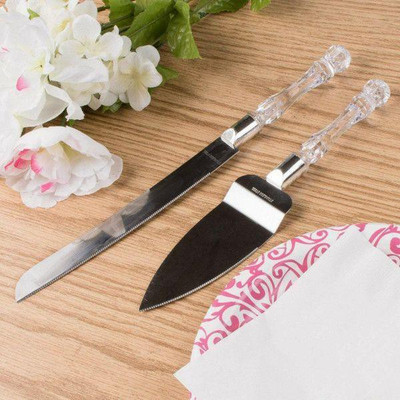 Unique Impex Stainless Steel Cake Knife and Server Set with Acrylic Handle Slicer Cutter Pizza Shovel Knife Pie Server Hand Tool with Cutting Knife Decorating Tools Set Stainless Steel Cake Server Steel, Silver Plated Cake Server(Silver, Pack of 1)