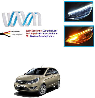 Auto Smart Look ASL2580	Car Led Strip for Headlight White Daytime Running Light, Turn Signal Yellow/Amber Indicator Light Lamp DRL 12v (Left&Right) For Tata Bolt Car Fancy Lights(White, Yellow)