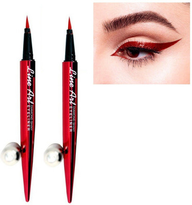 THTC Shiny Diamond Liquid Red Eyeliner for Long Lasting Stay Smudge Proof Set 3 g(RED)