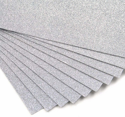 manrish Silver Eva Foam Glitter Sheets for Craft,Decorations,School Projects unruled 2mm 100 gsm A4 paper(Set of 10, Silver)