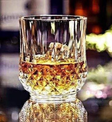 WHOLESALE BAY (Pack of 6) Crystal Diamond Cut Whiskey Glass Drinking Glasses Premium Glass Set Whisky Glass(310 ml, Glass, Clear)