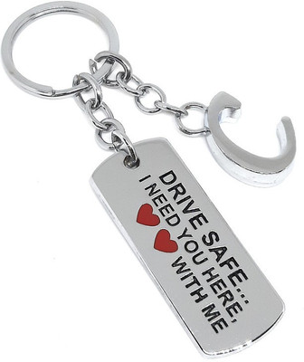 Aura Romantic Drive Safe Gift Keyring For Husband Boy Friend Him Papa Men Alphabet C Key Chain
