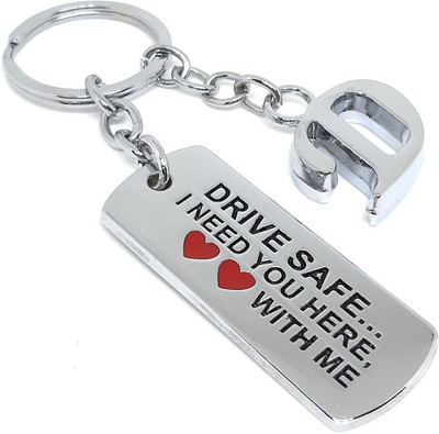 Aura Romantic Drive Safe Gift Keyring For Husband Boy Friend Him Papa Men Alphabet D Key Chain