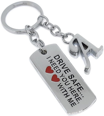 Aura Romantic Drive Safe Gift Keyring For Husband Boy Friend Him Papa Men Alphabet A Key Chain