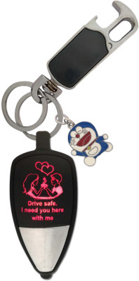 HANDSOME ISK Multicolor Light reflection couple drive safe I need you here with me with cartoon doremon and high quality hanging lock. Key Chain